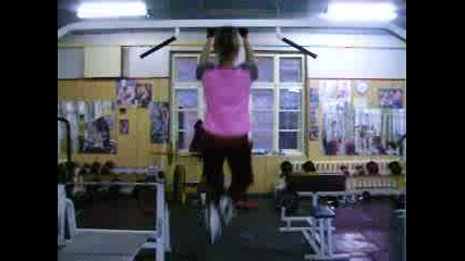 chin ups by a girl