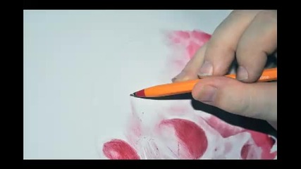Рисуване на череп само с червени химикалки и боички 