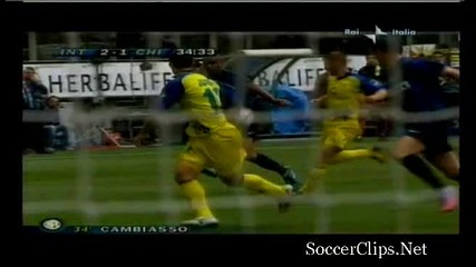 Inter 2 - 1 Chievo (cambiasso Goal) 