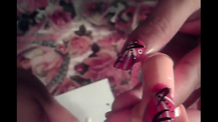 ~!!! Its Friday!!!~ Nail Art Time--- Red- Black & White