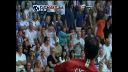 11.05 Манчестър Юнайтед - стар шампион на Англия , Гола на Гигс при 2:0 над Уигън 