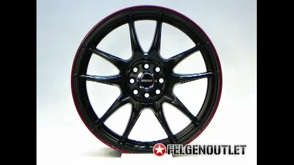 www.felgenoutlet.de Motec Nitro Felgen 18 Zoll Schwarz lackiert mit rotem Ring 