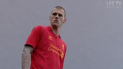 Liverpool players model the new 2012-13 Lfc kit