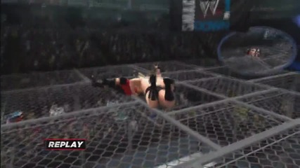 Wwe '13_ Brock Lesnar F5's Big Show through Top of the Cell
