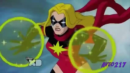 Мощната героиня Мис Марвел от анимацията Отмъстителите: Най-могъщите герои на Земята (2010/11/12)
