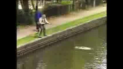 Скрита Камера - Огромна Риба В Парка