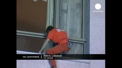 Спайдърмен се катери по хотел в Бейрут, Ливан