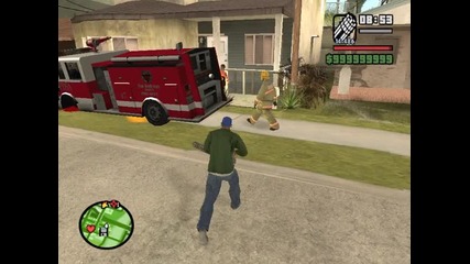 Gta San Andreas пожарникарят въври по улицата