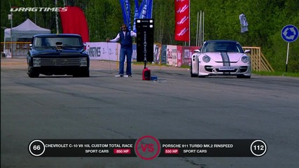 Драг Таймс! Ferrari 599 Gtb vs Chevrolet C10 vs Porsche 911 Turbo