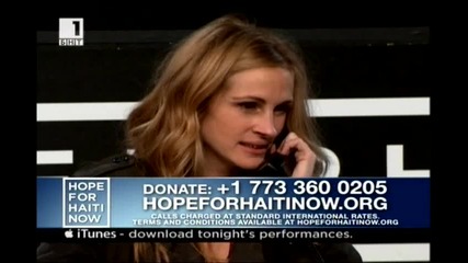Julia Roberts on the phone - Hope For Haiti Now 