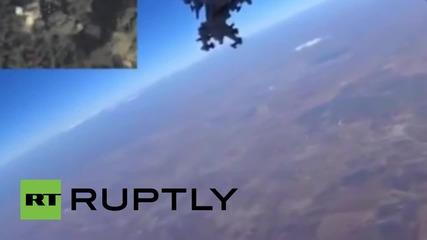 Syria: *FULL FOOTAGE* GoPro captures Russian jet dropping munitions on ISIS