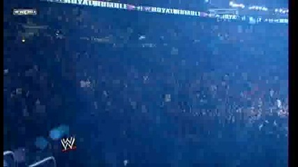 Острието се завърна и елиминира бившия си съотборник Джерико. | Royal Rumble 2010 | 