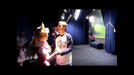 Tommy dances with Disney princesses Aurora, Belle and Cinderella in a magical moment