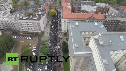 Poland: Drone captures thousands-strong anti-immigration rally in Katowice