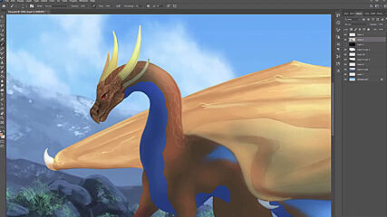 Fiery dragon character commission Speedpaint photoshop cc_1080p.mp4