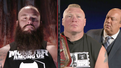 Michael Cole conducts a tense interview with Brock Lesnar and Braun Strowman: Raw, Sept. 18, 2017