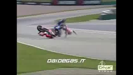 Motogp 2004 Schsering Melandri & Abe Crash