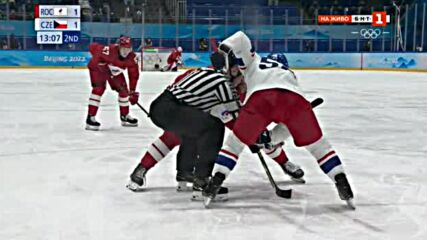 Олимпийски игри Пекин 2022 - Руски Олимпийски Комитет Русия - Чехия хокей на лед втора третина
