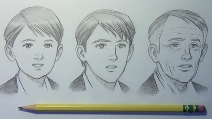 Drawing Time Lapse: Boy, Teen, & Old Man