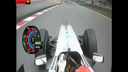 schumacher on board barcelona f1 2010