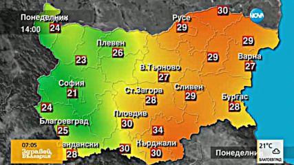 Прогноза за времето (21.08.2017 - сутрешна)