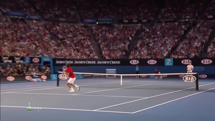 Australian Open 2012 1/8 Финал : Феноменален бекхенд смаш на Роджър Федерер срещу Бернард Томич