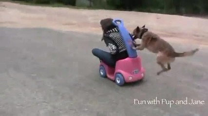 Куче бута момиче с количка 