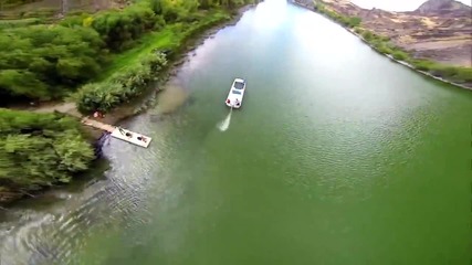 Jumping off 486 foot bridge onto boat