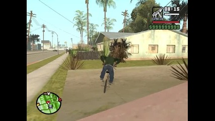 Gta San Andreas скачане с колело на покрива на къщата на гаджето на Cj