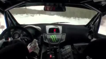 Ken Block goes flat out in his Rally Fiesta on ice during Snow Drift testing Hq 