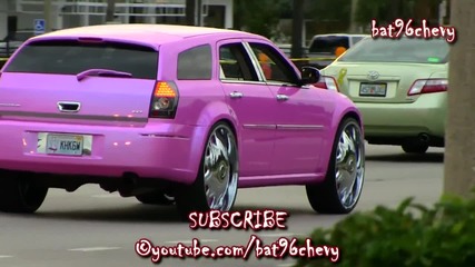 Outrageous Pink Dodge Magnum on 28 Dub Stashola Floaters - 1080p