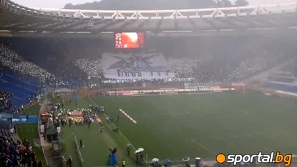 атмосфера на Олимпико - феновете на Лацио в действие 