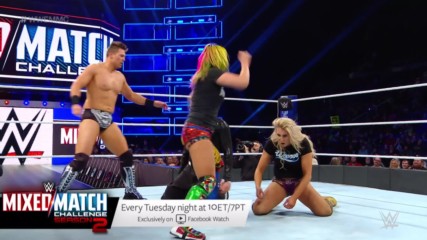 The Miz and Asuka unleash a series of double "It Kicks" on Hardy & Flair