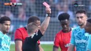 Wolverhampton Wanderers FC with a Red Card vs. Luton Town