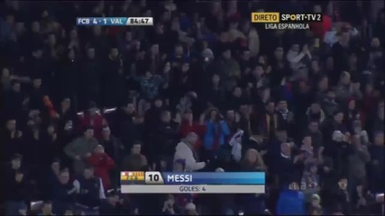Barcelona 4-1 Valencia Messi fourth goal