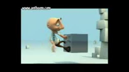 Big Red Button on Cube - Funny animation 