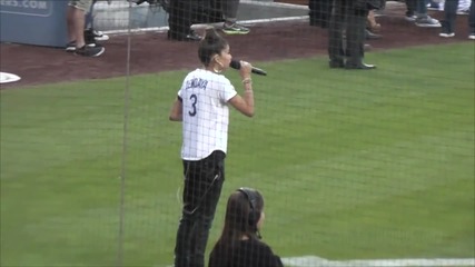Zendaya Sings National Anthem (sound Synced) at Dodger Stadium 7-26-2013