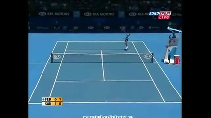 Federer Vs Santoro Amazing Point - Aus Open 2008 3rd Round 