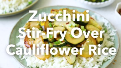 Zucchini and Summer Squash Stir-fry Over Cauliflower Rice
