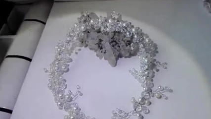 Дизайнерска диадема за коса с перли и кристали- White Shine от Absoluterose.com
