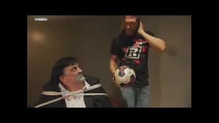 Edge and Paul Bearer play dodgeball. 