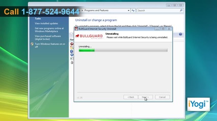 Uninstalling Bullguard® Internet Security 9.0 in Windows Vista®