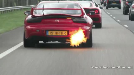 Mazda Rx - 7 Huge flame 