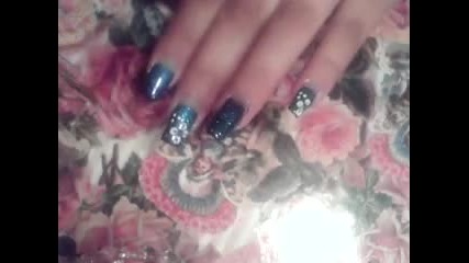 Hawaii Blue Fadding Effect Nail Art Flower Tutorial