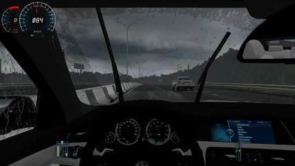 Bmw M5 F10 New Model Driving on Rain Evening