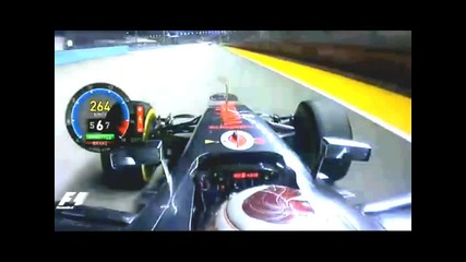 F1 Гран при на Сингапур 2012 - Hamilton отпада от състезанието след повреда в скоростната кутия [hd]