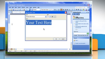 Microsoft® Word 2003: How to insert a Wordart Object on Windows® Xp?