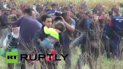 Hungary: Journalist KICKS refugees fleeing police at border camp