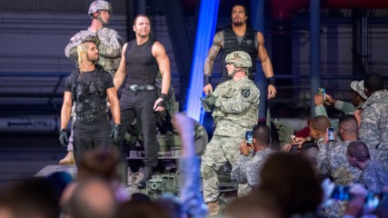 The Shield arrive in a tank: Tribute to the Troops 2013
