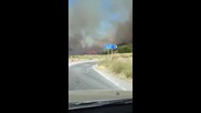 Голям пожар край главен път Е-79